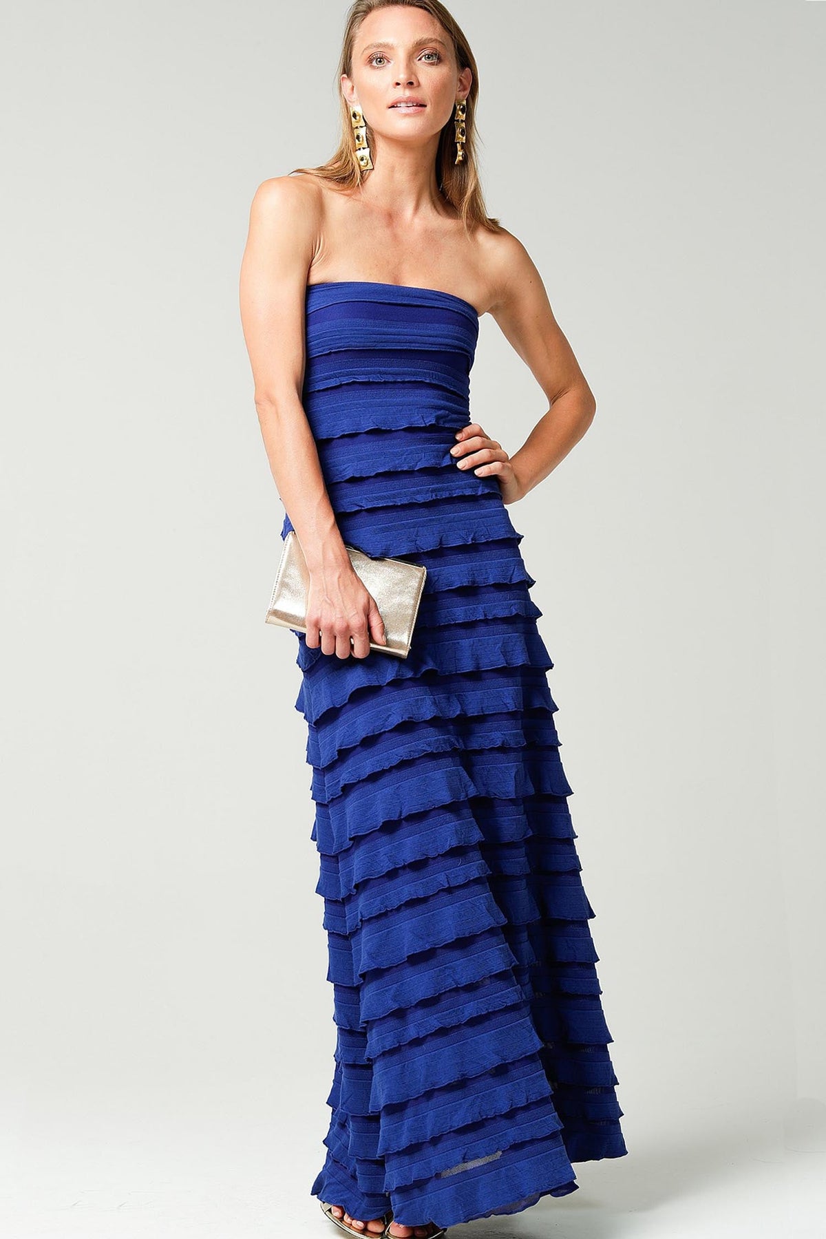 Maddison Maxi Ruffle Dress in Sapphire
