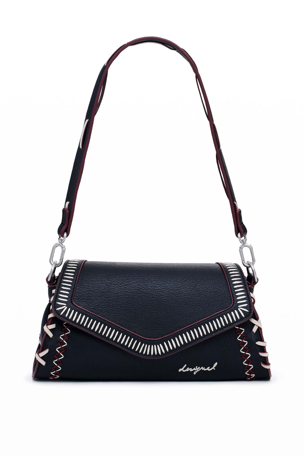 Manhattan Shoulder Bag w Stitching in Black