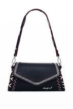 Manhattan Shoulder Bag w Stitching in Black