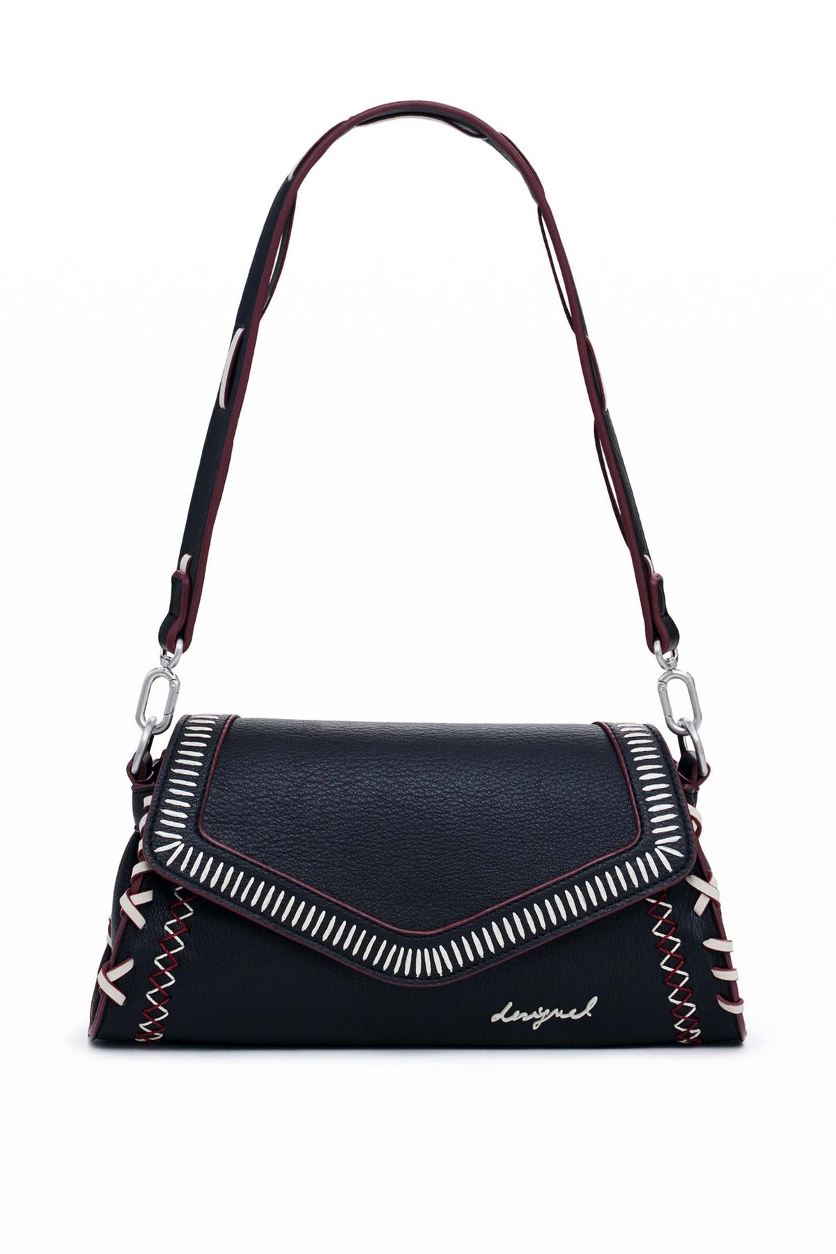Manhattan Shoulder Bag w Stitching in Black