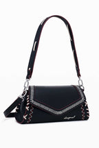 Manhattan Shoulder Bag w Stitching in Black
