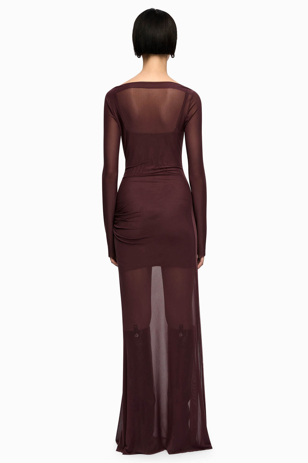 Marabou L/S Maxi Dress in Aubergine