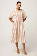 Marcelle Braided Trim Dress in Gilded Frond