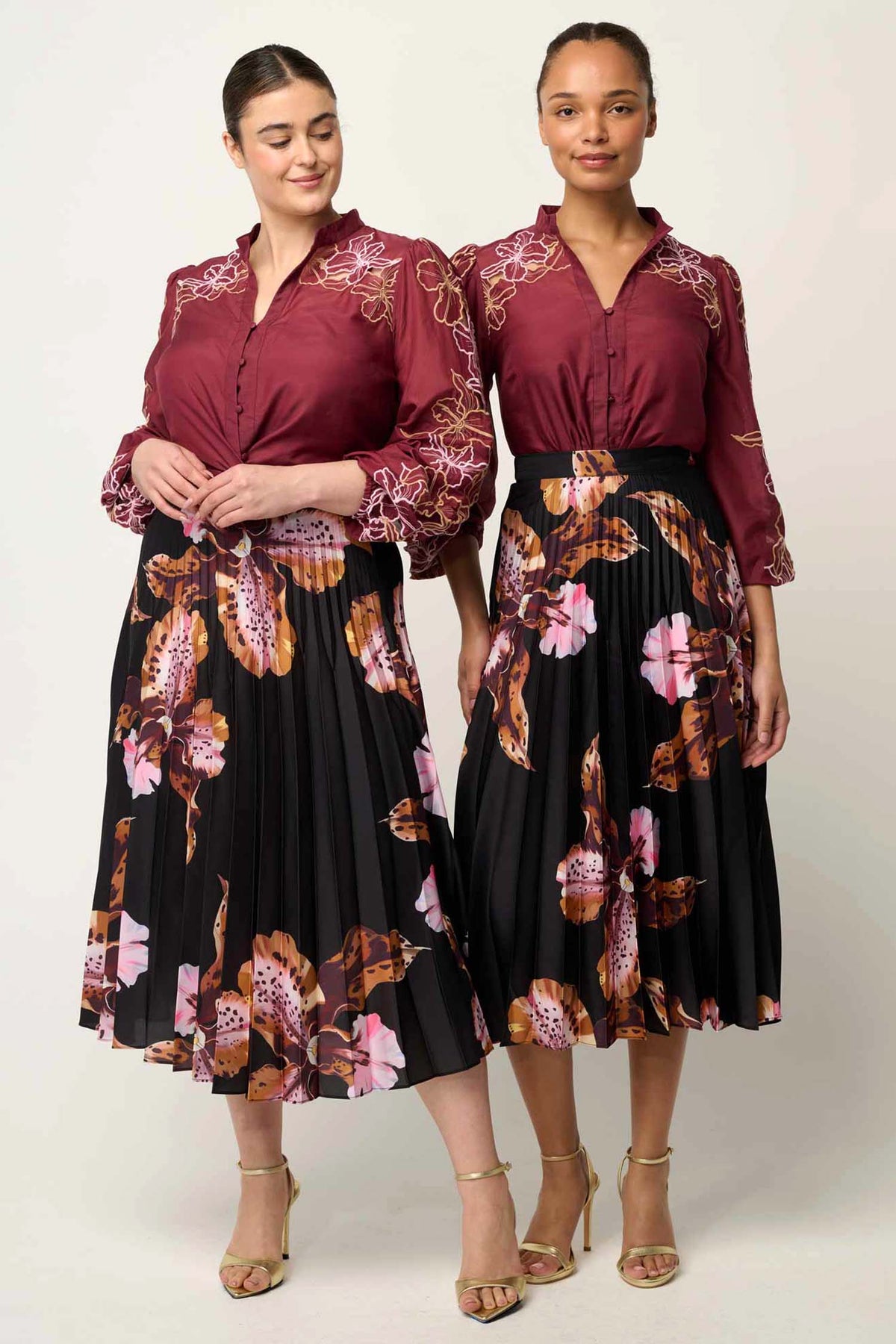 Maren Embroidered Blouse in Garnet Orchid