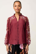 Maren Embroidered Blouse in Garnet Orchid