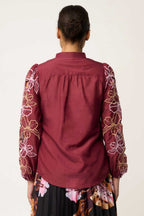 Maren Embroidered Blouse in Garnet Orchid