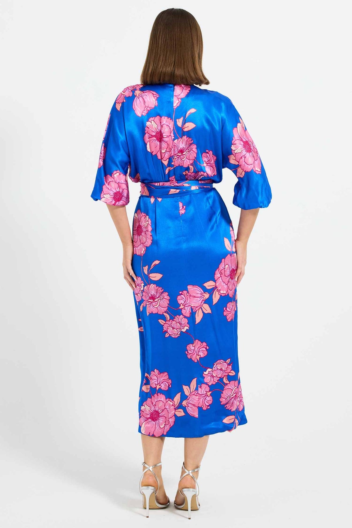 Margot Wrap Midi Dress in Cobalt Floral | FINAL SALE