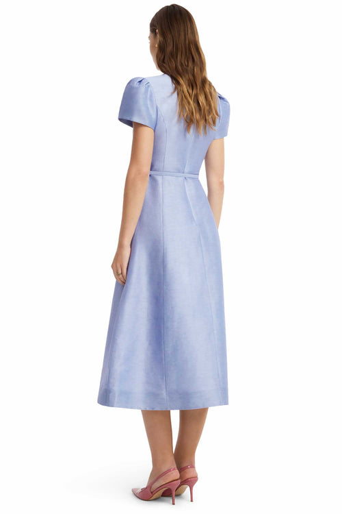 Marguerite Short Sleeve Midi Dress in Rose Periwinkle