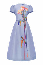Marguerite Short Sleeve Midi Dress in Rose Periwinkle