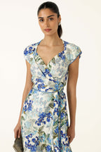 Mariette Wrap Dress in Blue Iris