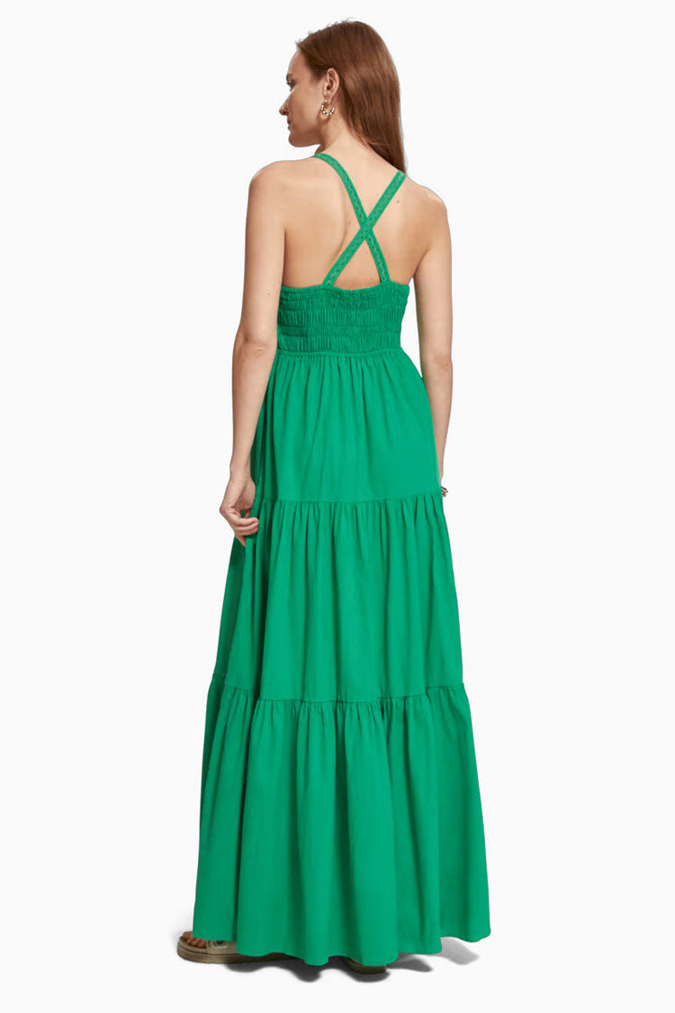 Maxi Dress w Smock Detail in Scuba Green | FINAL SALE