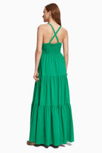Maxi Dress w Smock Detail in Scuba Green | FINAL SALE