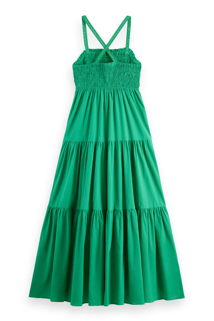 Maxi Dress w Smock Detail in Scuba Green | FINAL SALE