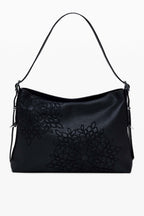 Sierra Embroidered Faux Leather Bag in Black