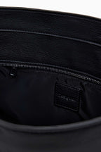 Sierra Embroidered Faux Leather Bag in Black