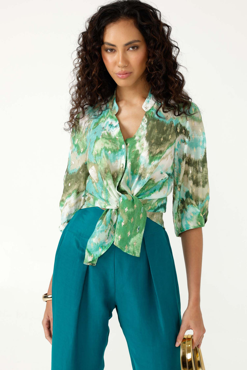Meganisi Blouse in Green Turquoise