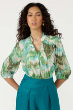 Meganisi Blouse in Green Turquoise