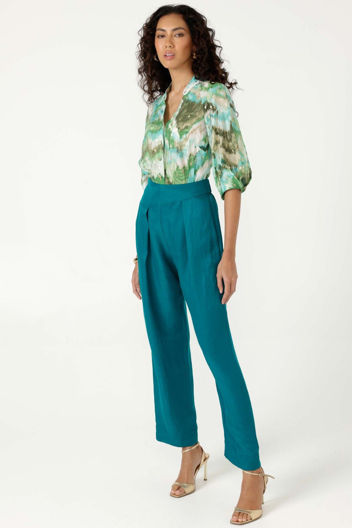 Meganisi Blouse in Green Turquoise