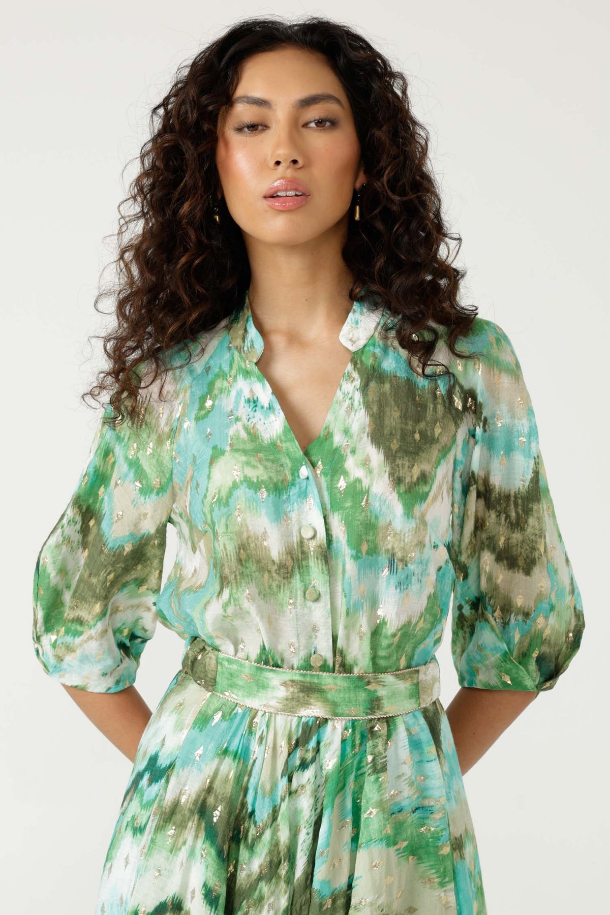 Meganisi Blouse in Green Turquoise