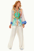 Mia String Tie Collar Blouse in Runic Whisper