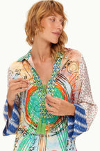 Mia String Tie Collar Blouse in Runic Whisper