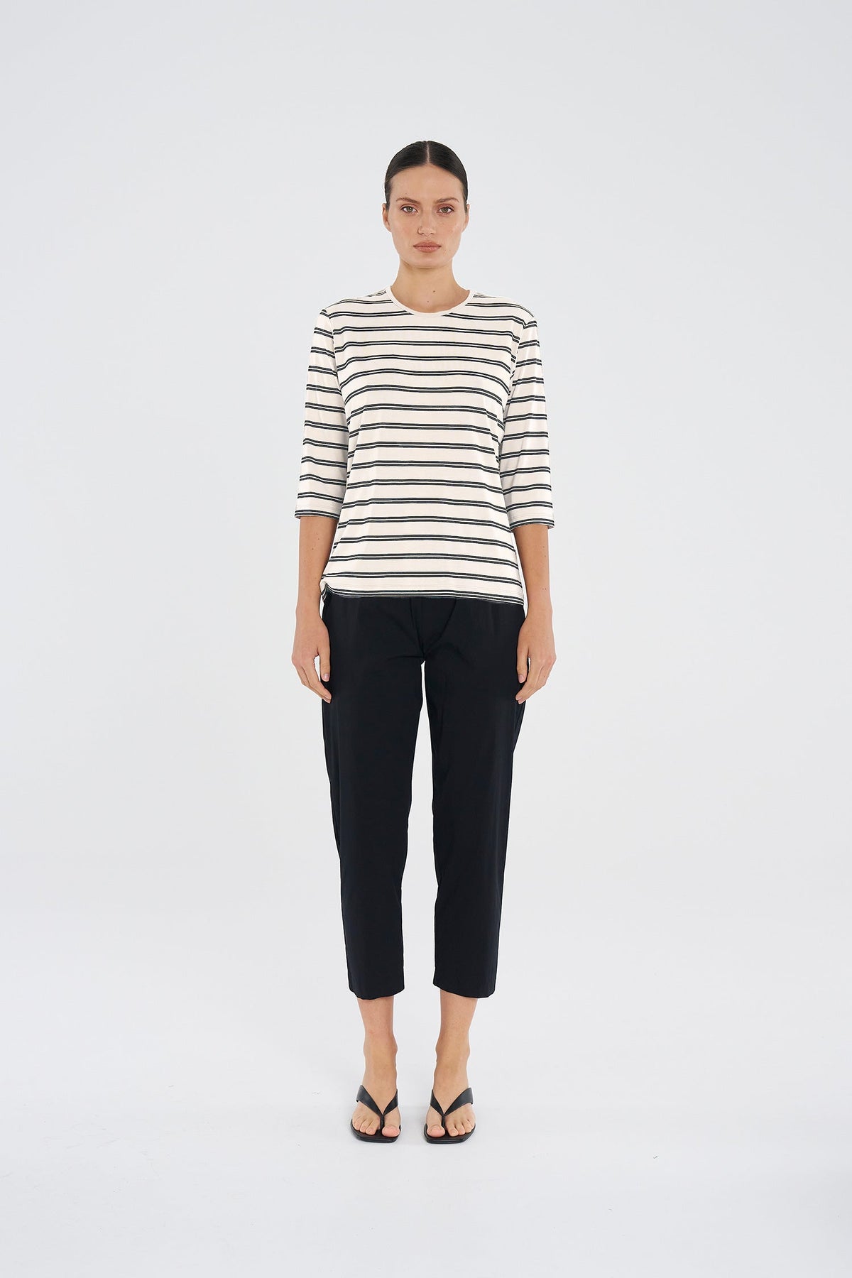 Mid SL Top in White/Black Stripe