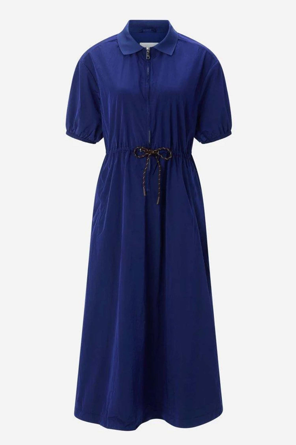 Midi Dress with Drawstring Waist in Midnight Blue