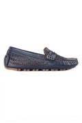 Mimi Laser-cut Leather Loafers in Navy | FINAL SALE