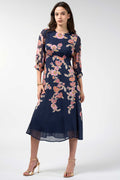 Mirissa Midi Dress in Indigo Multi