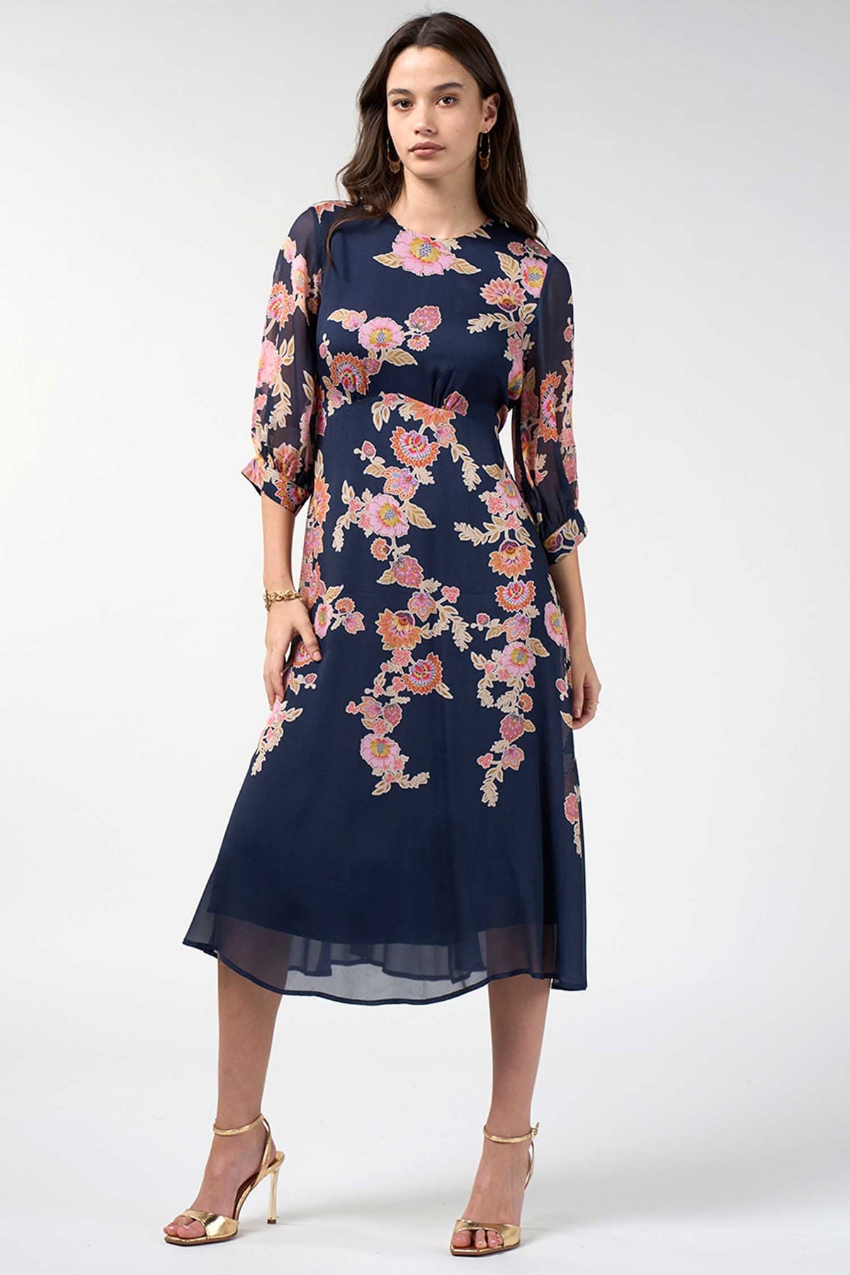 Mirissa Midi Dress in Indigo Multi