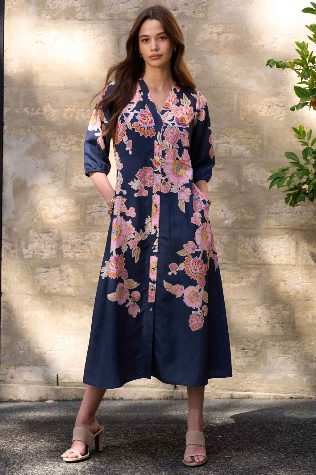 Mirissa Shirt Dress in Indigo Multi