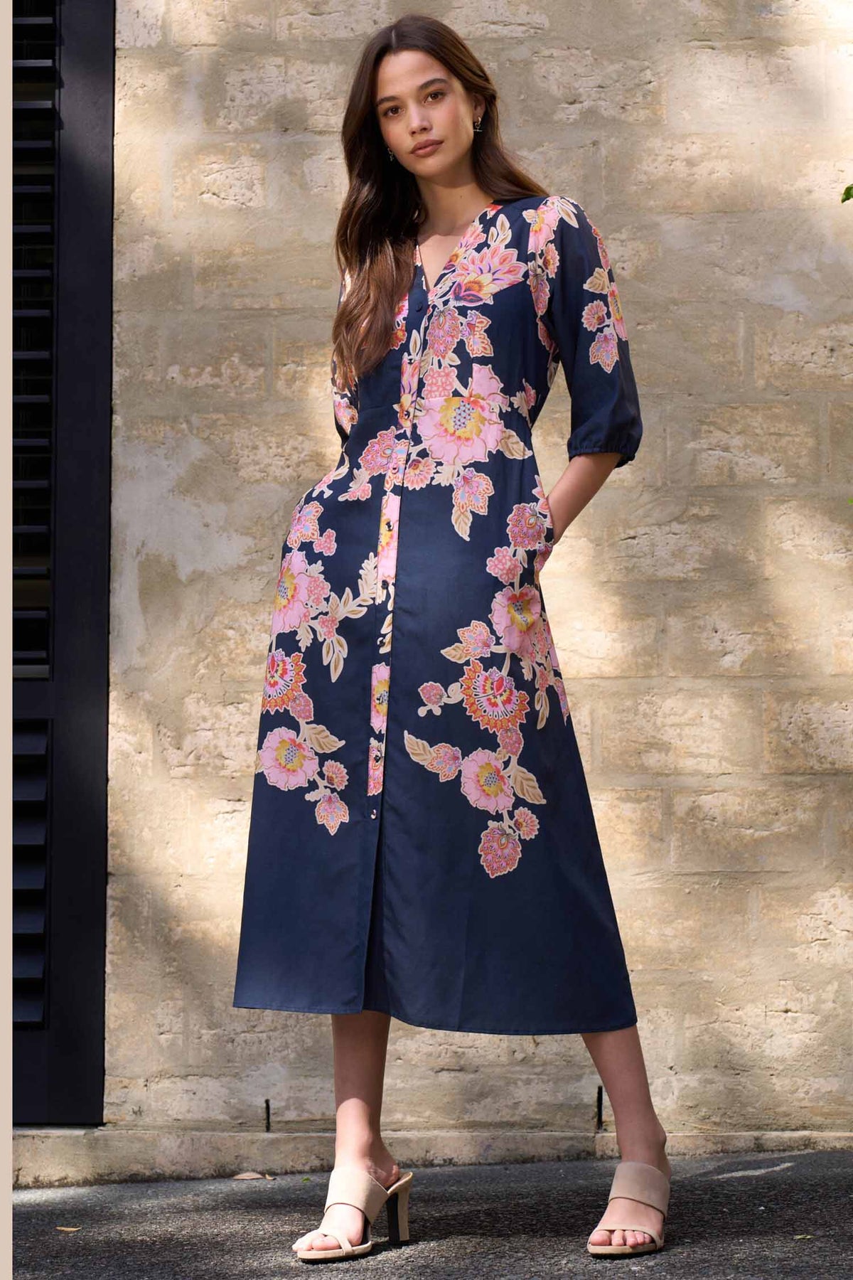 Mirissa Shirt Dress in Indigo Multi