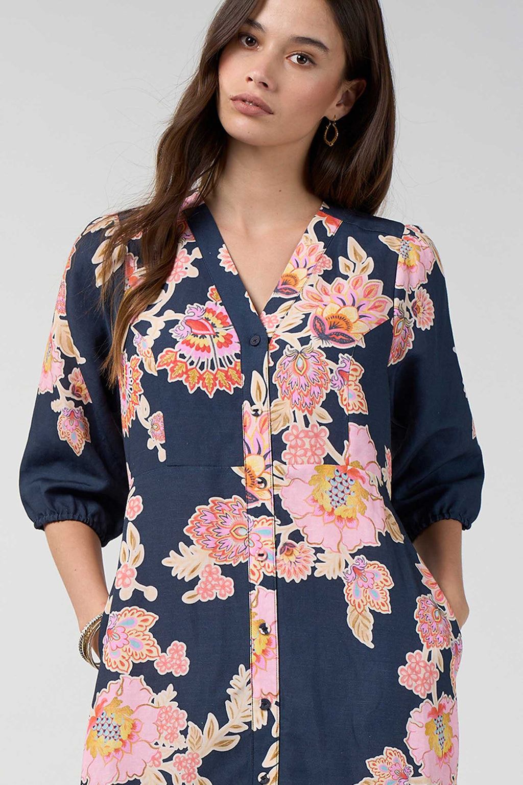 Mirissa Shirt Dress in Indigo Multi