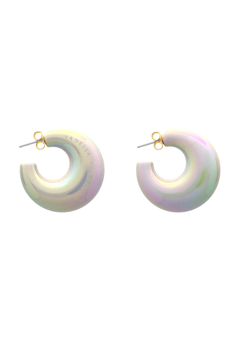 Moon Earring in Iridescent Solid