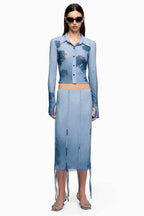 Musa Midi Skirt in Denim Floral