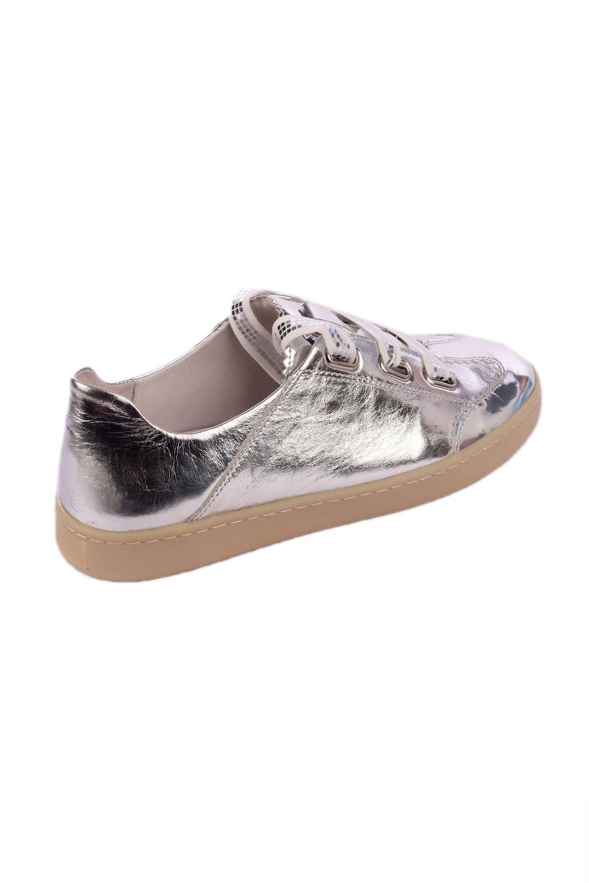 Naltar Smooth Leather Sneakers in Silver Shine