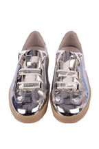 Naltar Smooth Leather Sneakers in Silver Shine