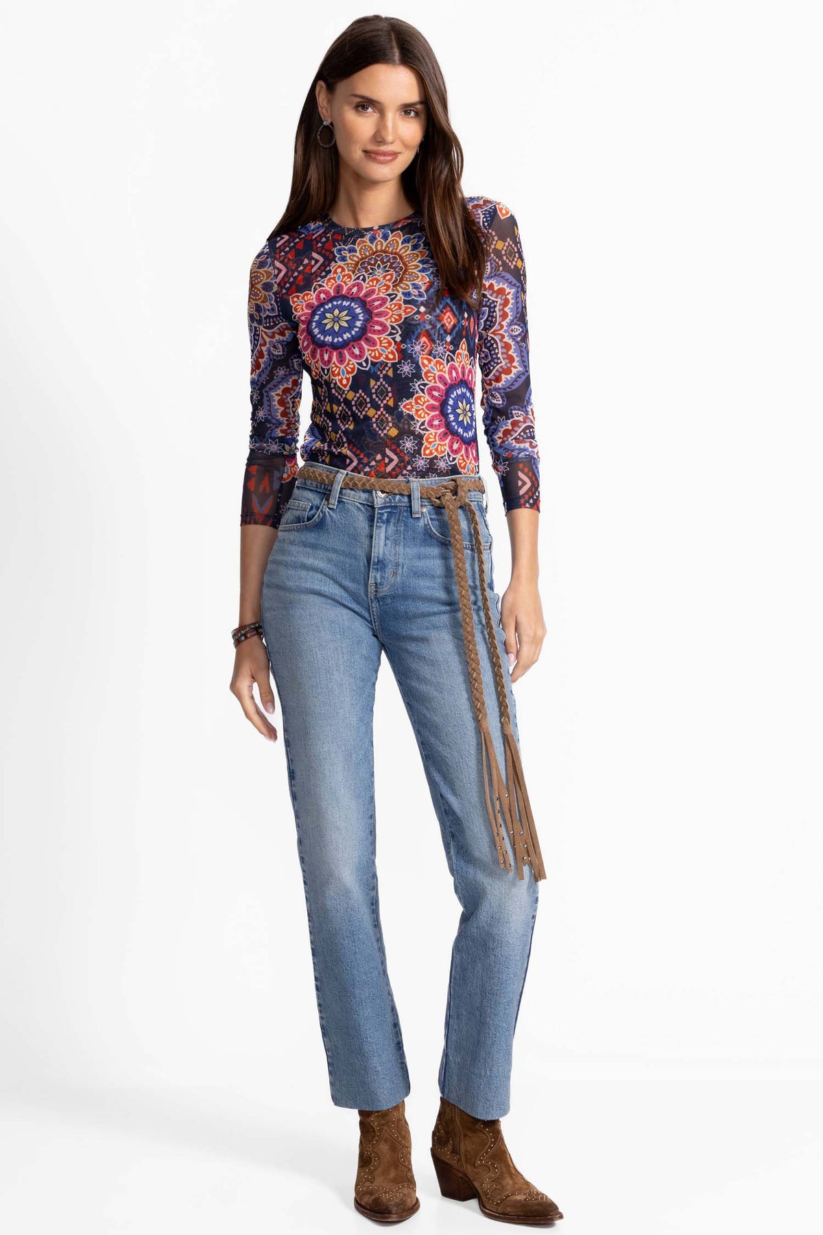 Natalie Long Sleeve Mesh Tee in Padma