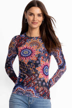 Natalie Long Sleeve Mesh Tee in Padma