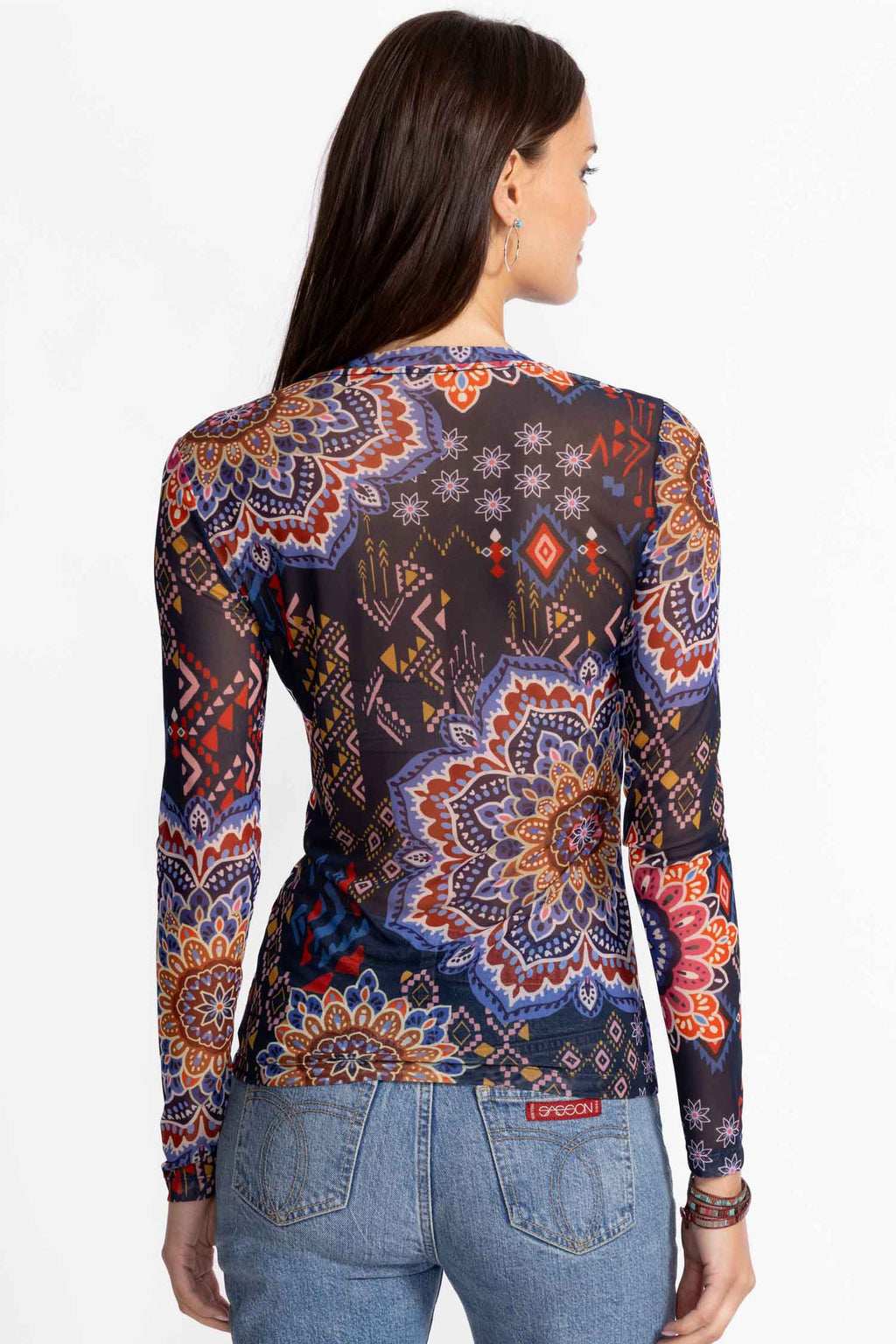 Natalie Long Sleeve Mesh Tee in Padma