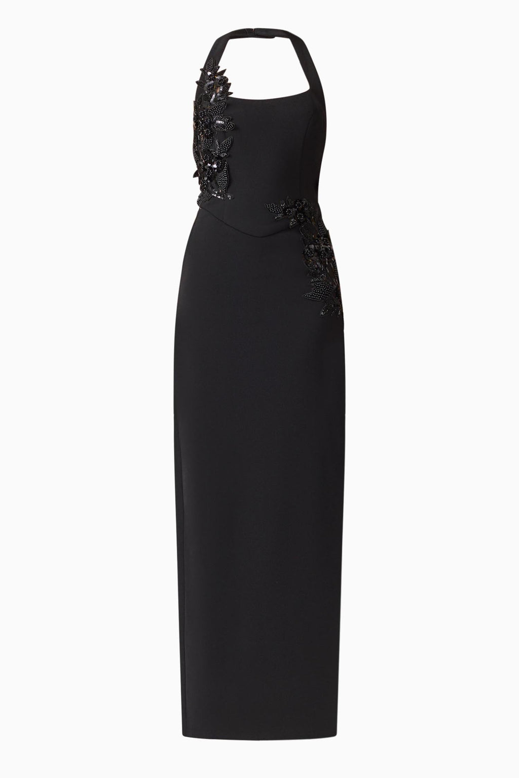 Odelia Beaded Halter Neck Gown in Black