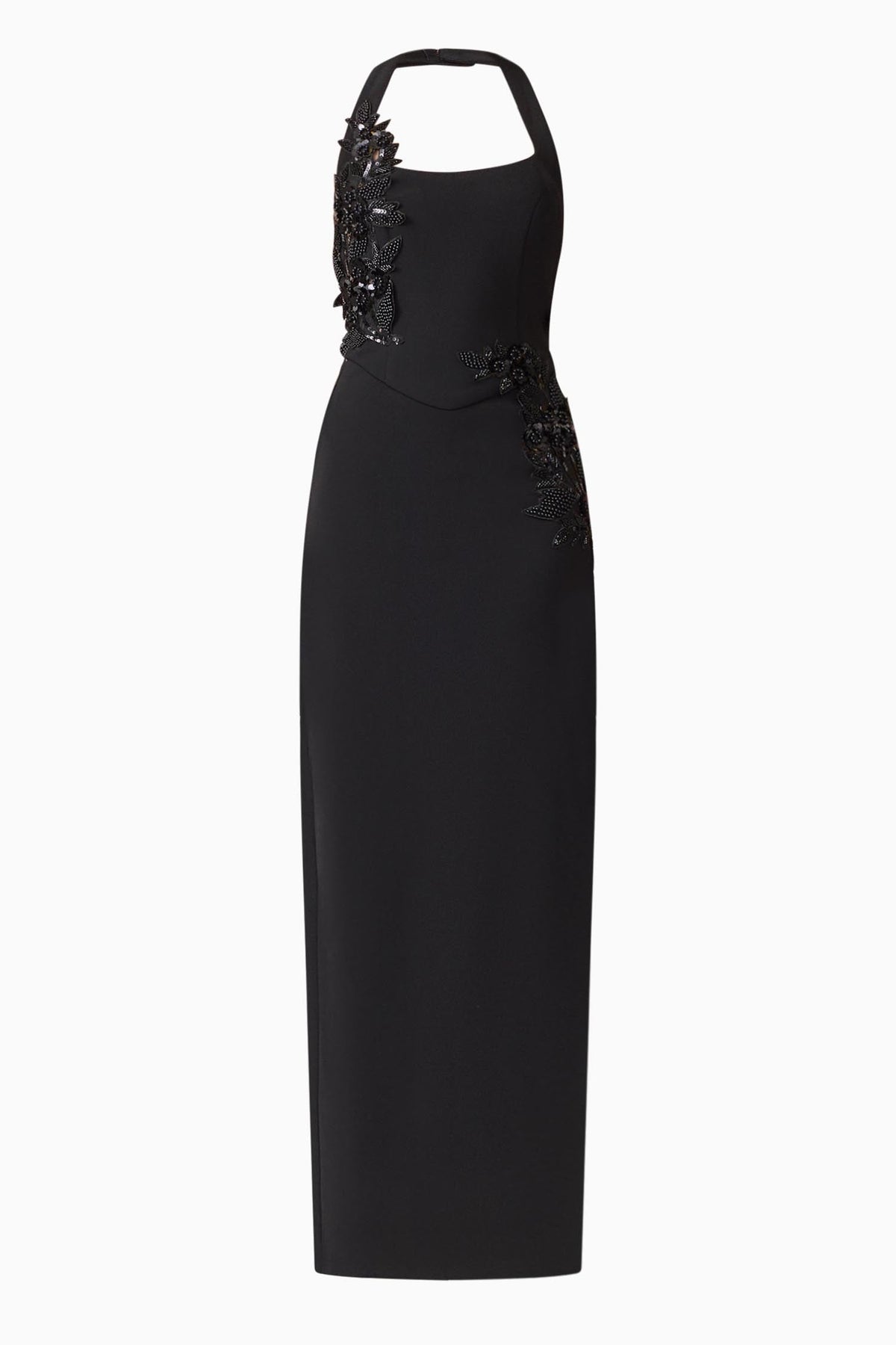 Odelia Beaded Halter Neck Gown in Black