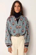 Omara Water Lillies Blouse in Cerulean Mist
