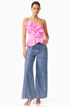 Orelia Pleated Top in Candy Pink