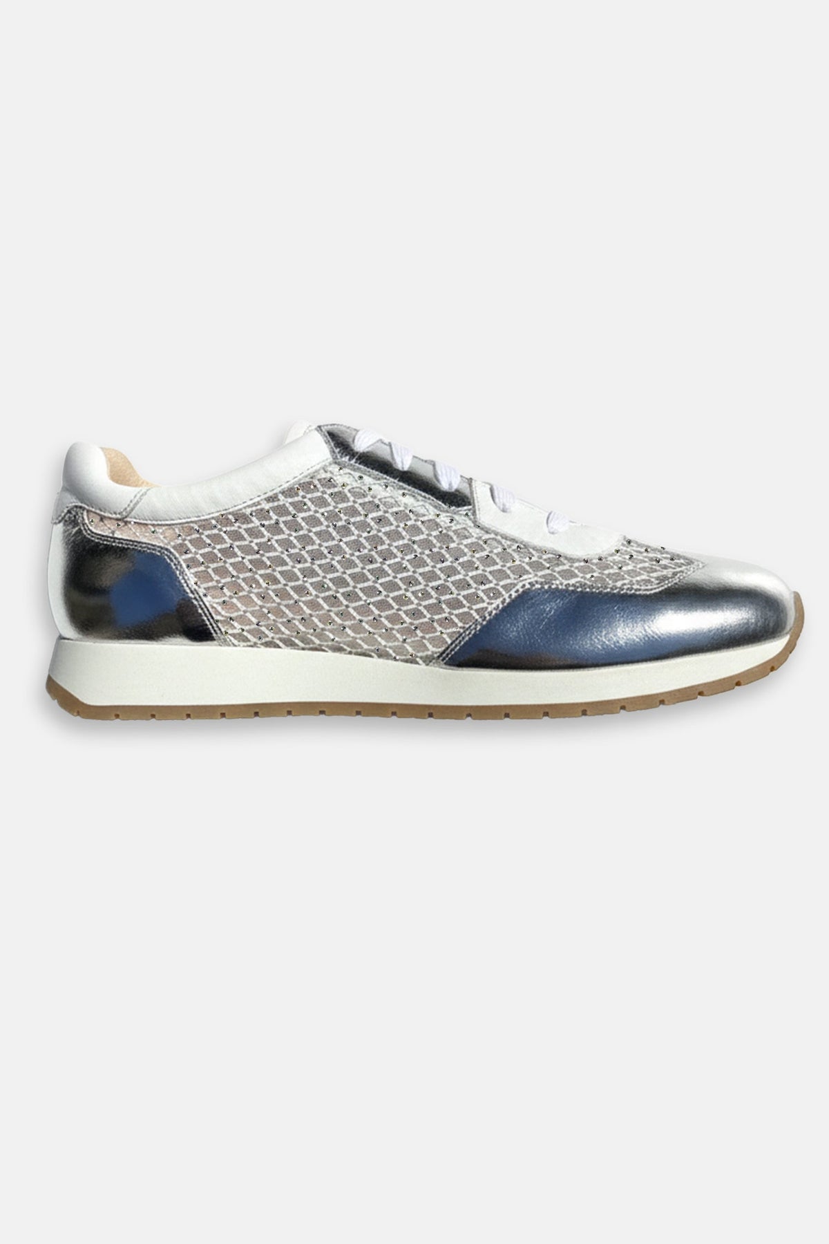 Paget Jewelled Sneakers in Silver White