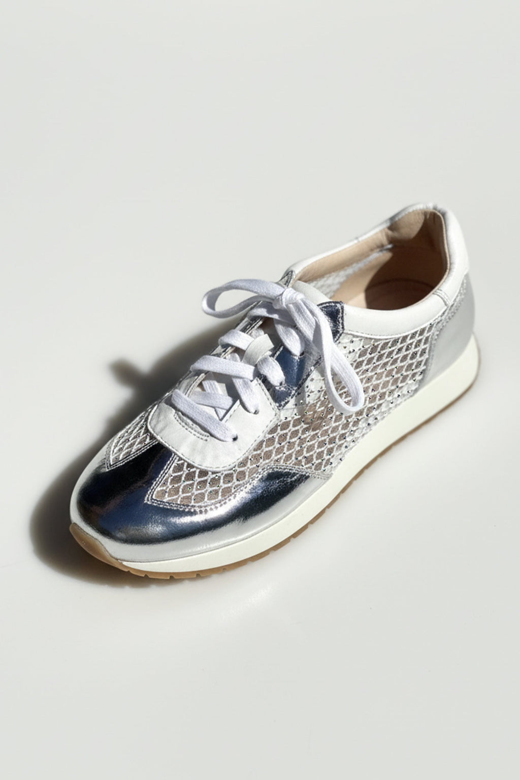 Paget Jewelled Sneakers in Silver White