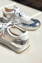 Paget Jewelled Sneakers in Silver White