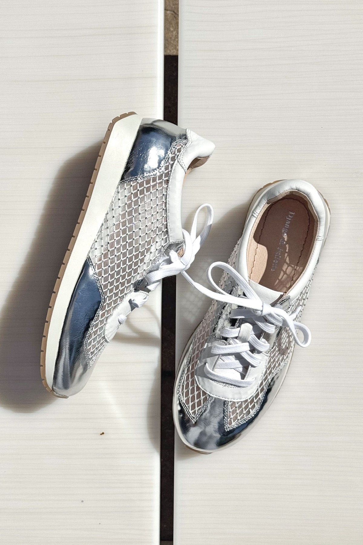 Paget Jewelled Sneakers in Silver White