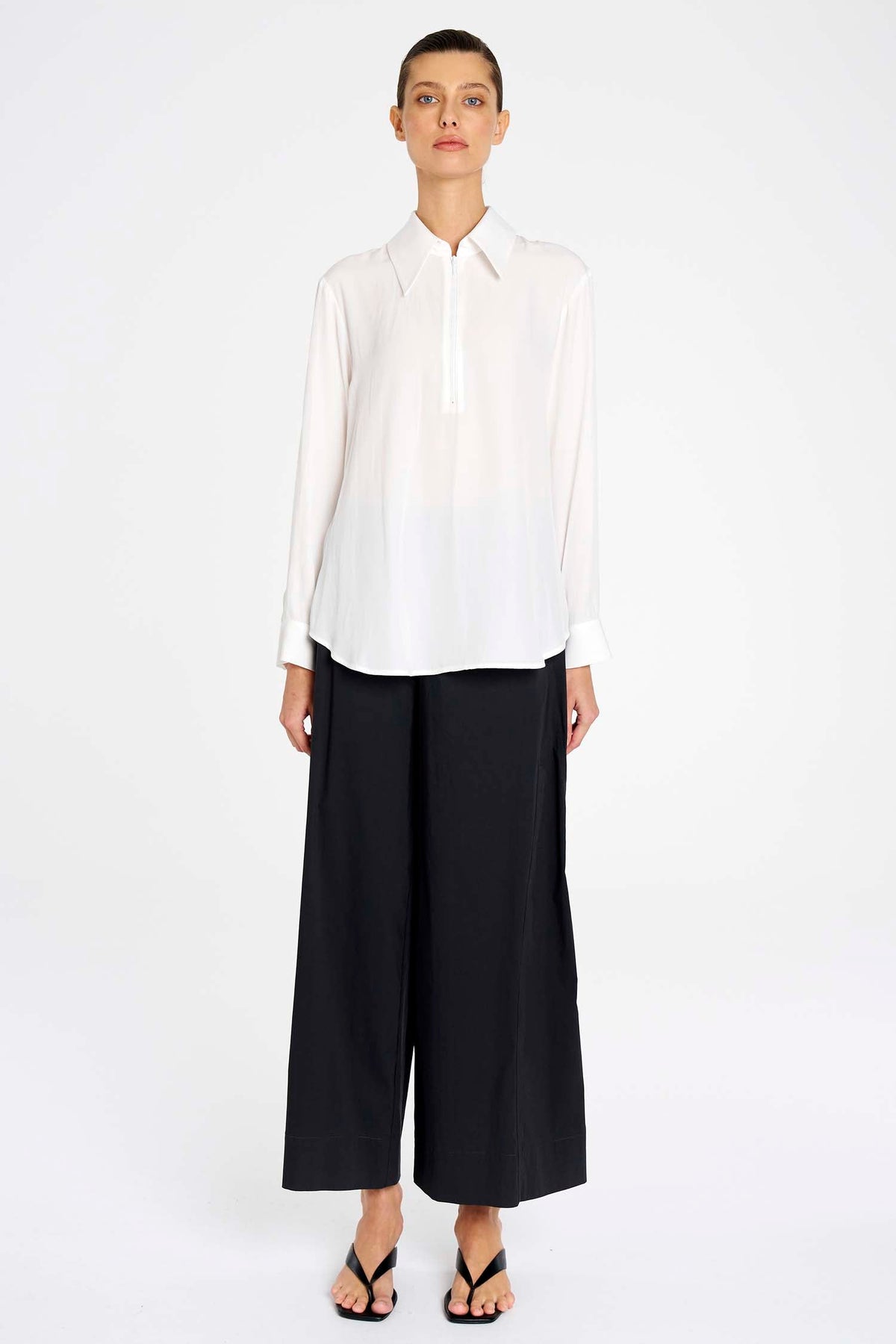 Peak Zip Blouse in White
