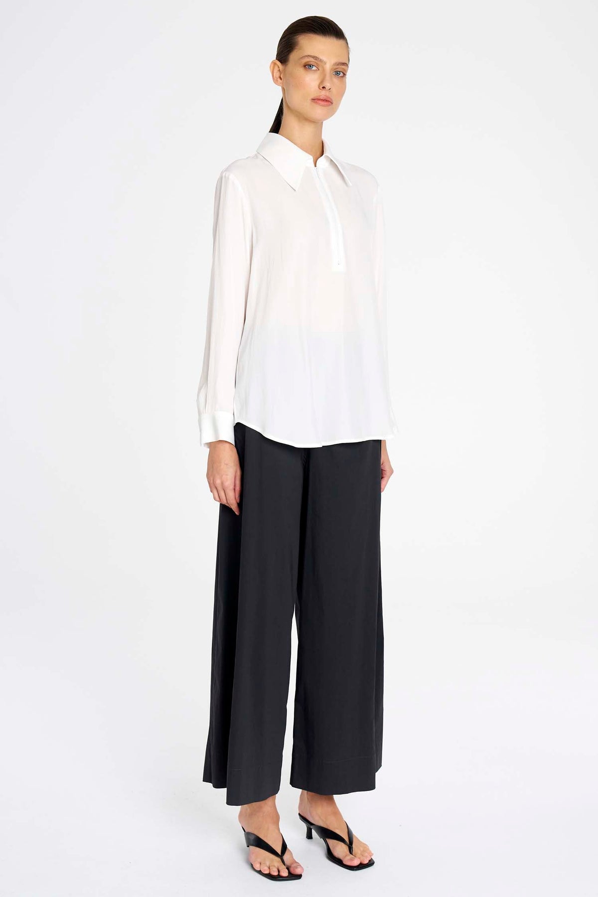 Peak Zip Blouse in White